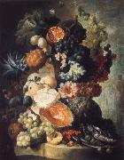 Jan van Os Fruit,Flwers and a Fish France oil painting reproduction